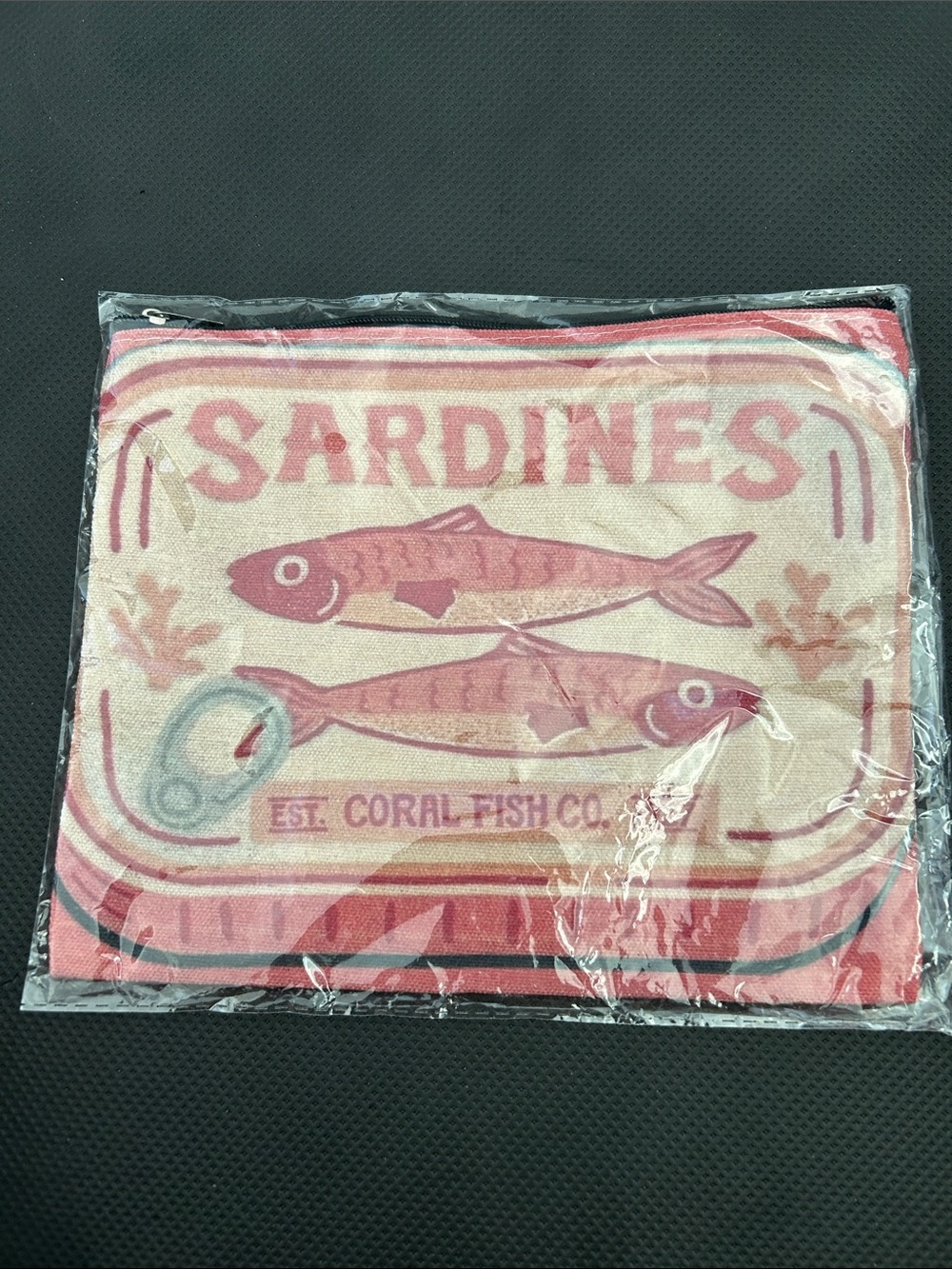 Sardines Pink zipper Canvas Pouch NEW
